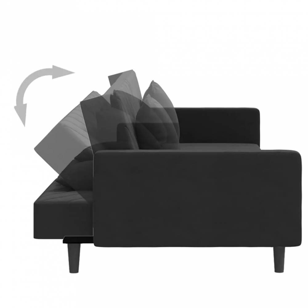 Dvivietė sofa-lova su dvejomis pagalvėmis, aksomas