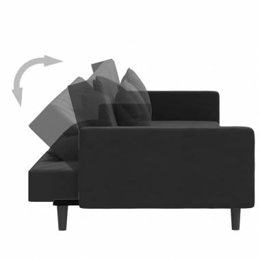 Dvivietė sofa-lova su dvejomis pagalvėmis, aksomas