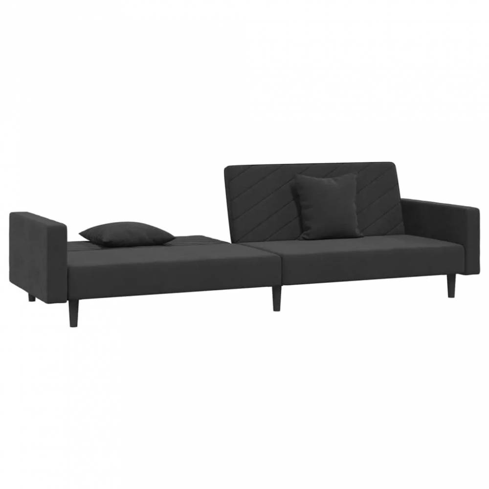 Dvivietė sofa-lova su dvejomis pagalvėmis, aksomas