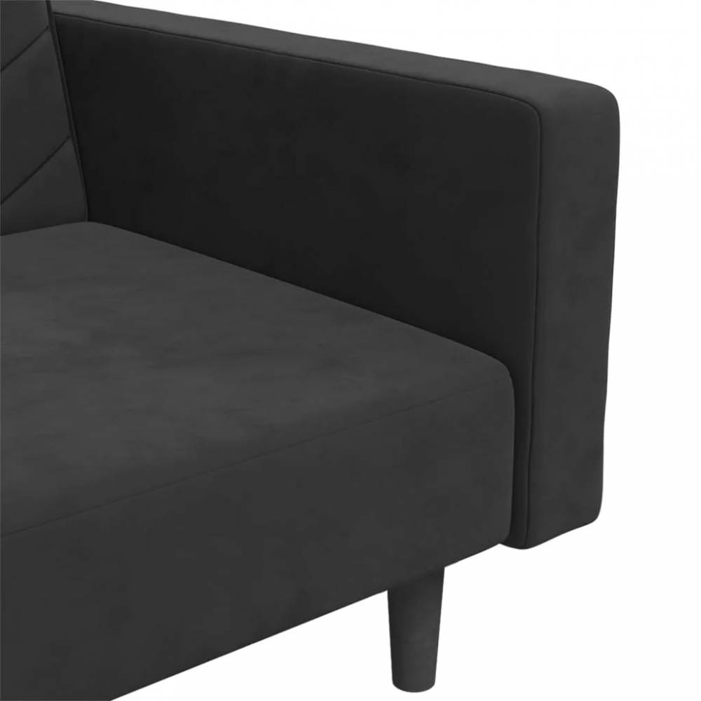 Dvivietė sofa-lova su dvejomis pagalvėmis, aksomas