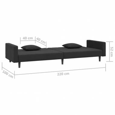 Dvivietė sofa-lova su dvejomis pagalvėmis, aksomas