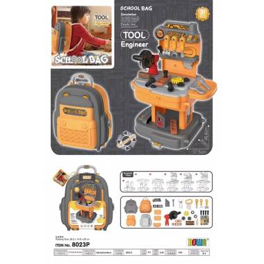 Žaislinis dirbtuvių stalas School Bag-Tool Engineer 8023p