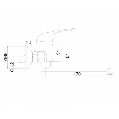 Virtuvės maišytuvas nuo sienos MG-6231 MED, MED