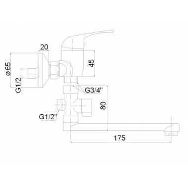 Vonios maišytuvas (200) su rinkiniu MG-3233, SATO