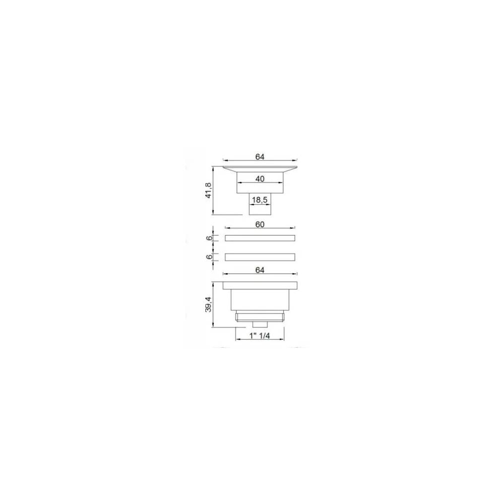 Universalus nutekėjimo vamzdis, veikia su perpildymu ir be jo 1 1/4 "x65x50*CLOC-CLIC*, 1 1/4 "X65, chromas