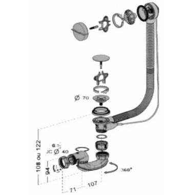 Vonios sifonas, automatinis 650 mm 0203617