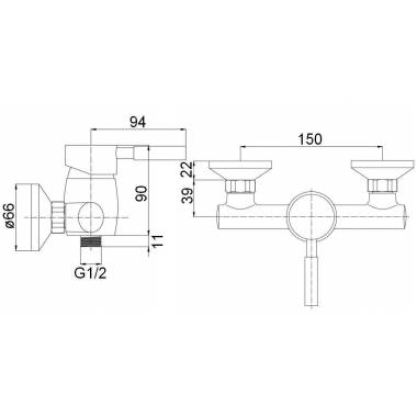 Dušo maišytuvas su rinkiniu MG-2041, ABAVA