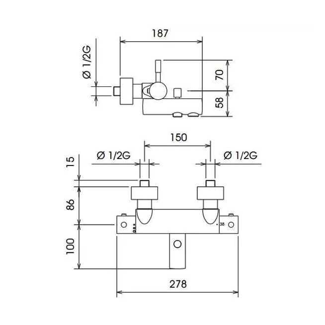 "La Torre" vonios maišytuvas su termostatu TECH, 12920