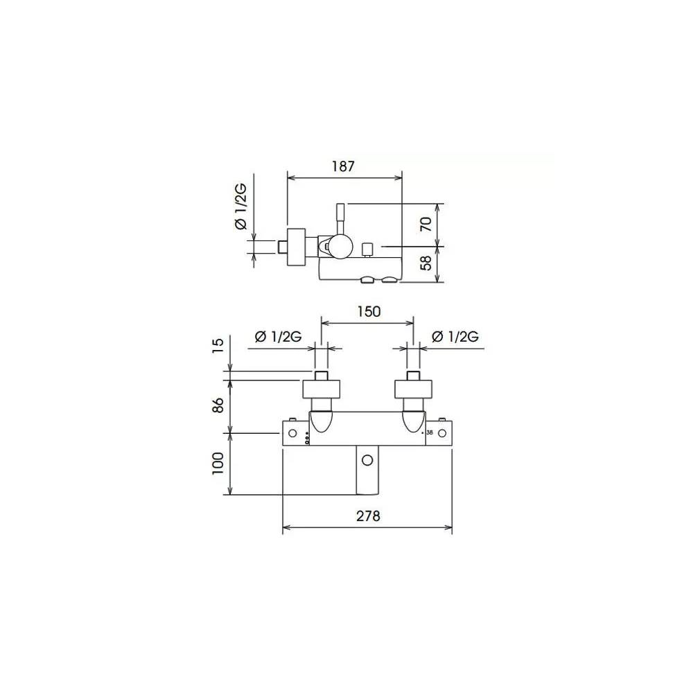 "La Torre" vonios maišytuvas su termostatu TECH, 12920