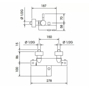 "La Torre" vonios maišytuvas su termostatu TECH, 12920