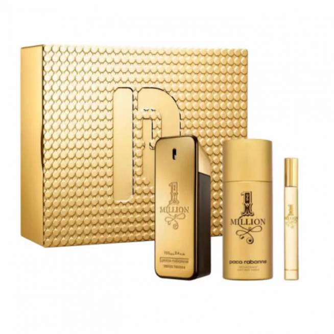 Paco Rabanne 1 Million Eau De Toilette Spray 100ml 3 dalių rinkinys