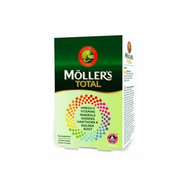 "Möller's Total Multivitamins + Omega-3" (28 tabletės + 28 perlai)