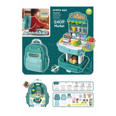 Parduotuvės žaislai, kasos aparatas School Bag-Shop Market 8779p