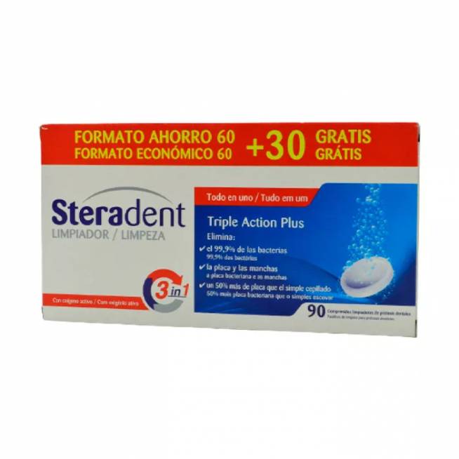 "Steradent Triple-Acting Plus" 60komplektų 30komplektų