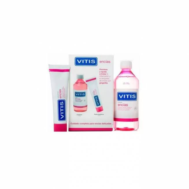 "Vitis Pack" dantenų pasta 100ml + burnos skalavimo skystis 500ml