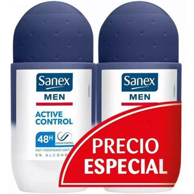 Sanex Men Active Control 48h dezodorantas Roll On Duplo 2 x 50ml