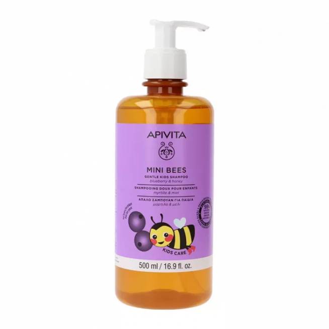 "Apivita Mini Bees" vaikiškas šampūnas "Blueberry&Honey" 500ML