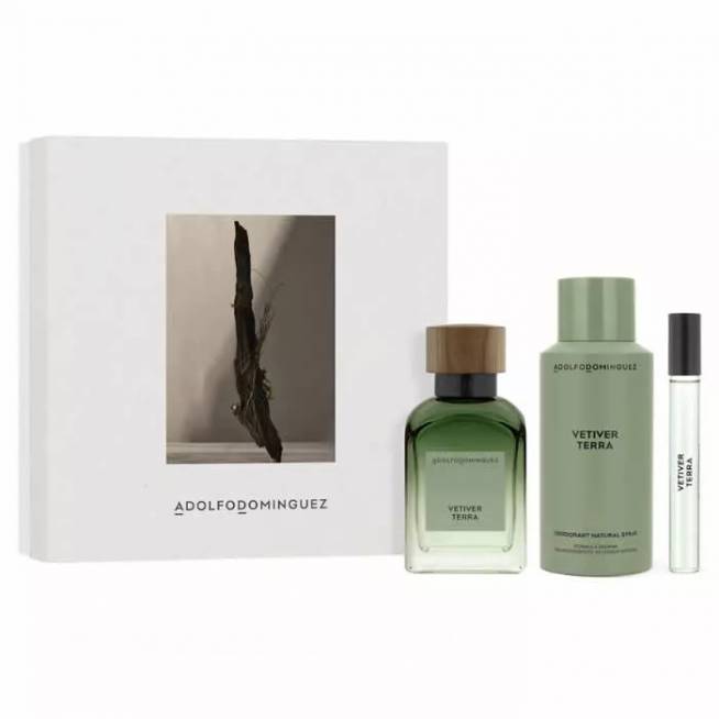 Adolfo Dominguez Vetiver Terra Eau De Perfume Spray 120ml 3 dalių rinkinys