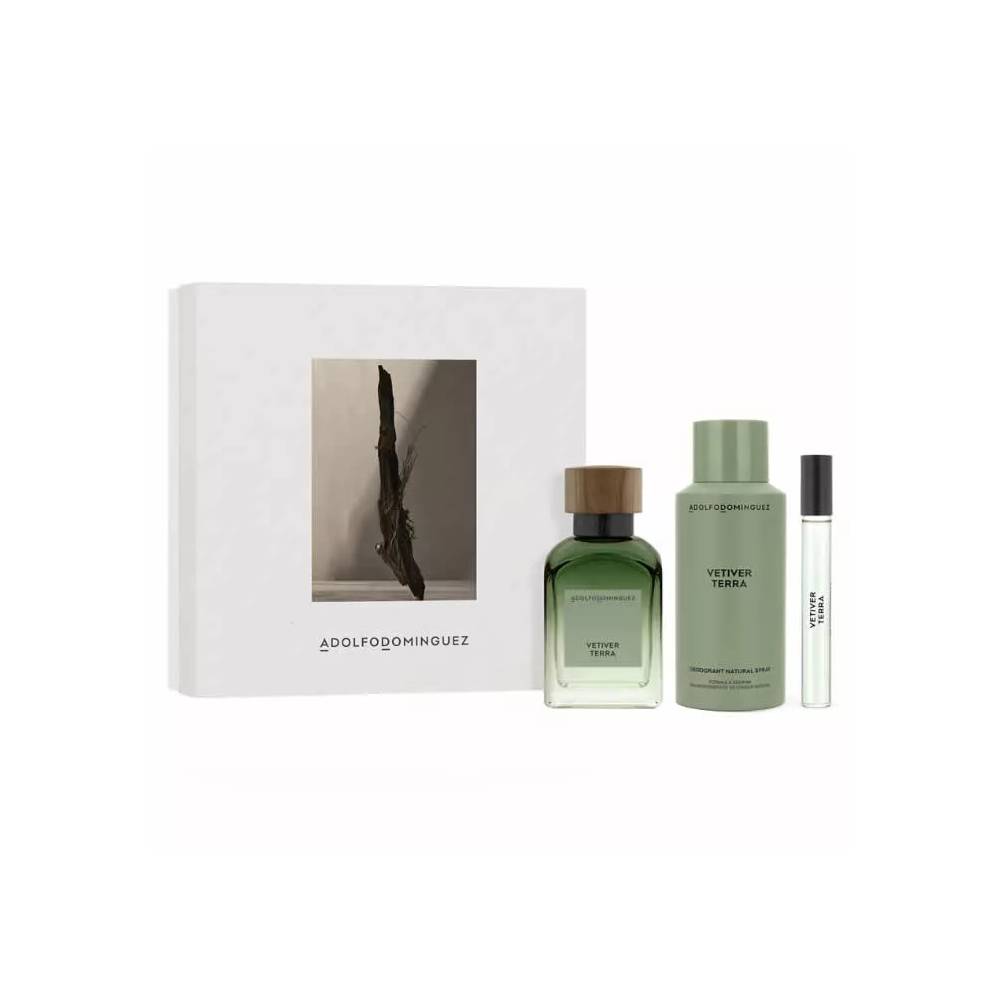 Adolfo Dominguez Vetiver Terra Eau De Perfume Spray 120ml 3 dalių rinkinys