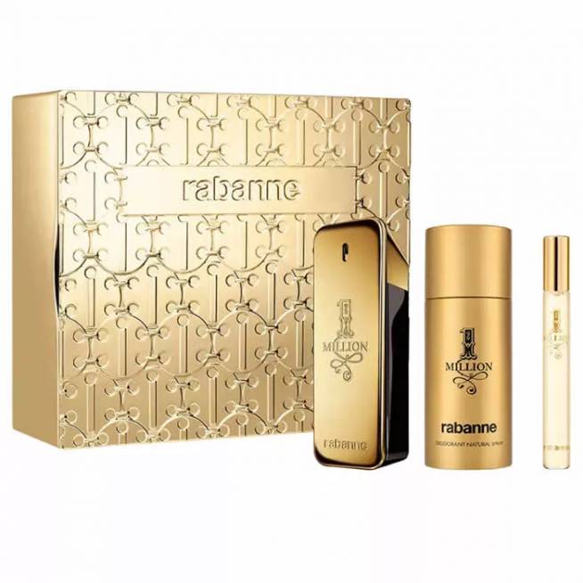 paco Rabanne 1 Million Eau De Toilette Spray 100ml 3 dalių rinkinys