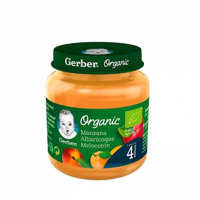 "Gerber" Ekologiškas obuolių abrikosų persikų 125g