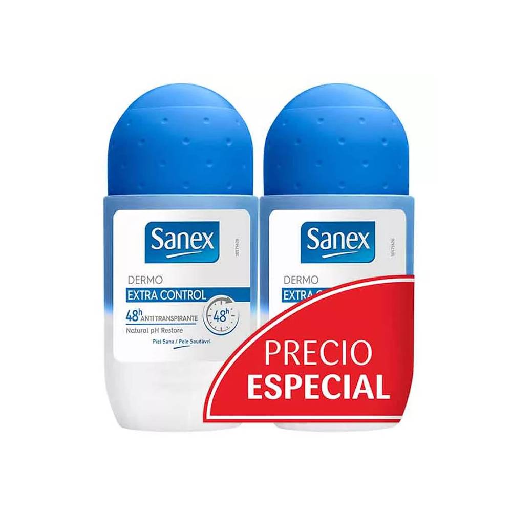 Sanex Dermo Extra Control 48h dezodorantas Roll On Double 2x50ml