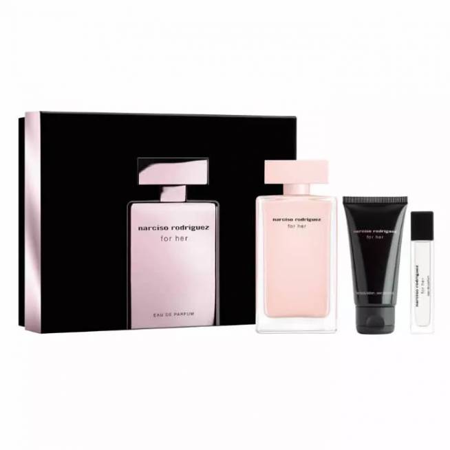 Narciso Rodriguez For Her kvepalų purškiklis 100 ml 3 dalių rinkinys