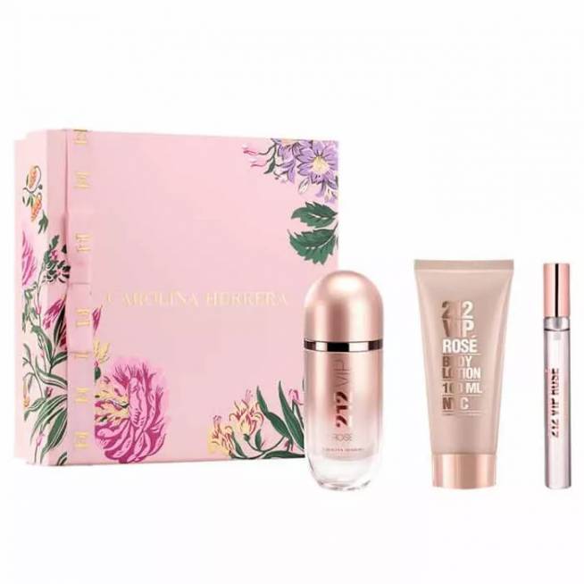 Carolina Herrera 212 Vip Rose kvepalų purškalas 80 ml, 3 dalių rinkinys