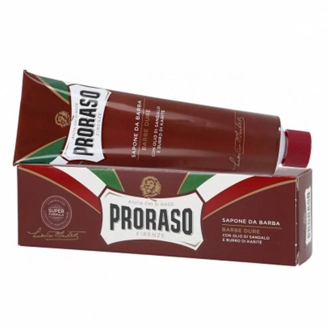 "Proraso Hard Beard Red" skutimosi muilas Sandalmedis ir taukmedžio sviestas 150ml