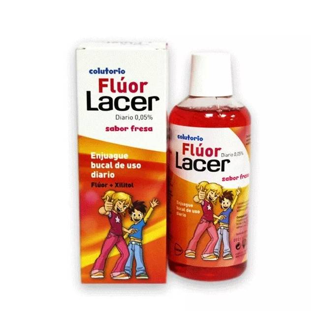 Lacer™ Fluoride 0,05 Strawberry burnos skalavimo skystis 500ml