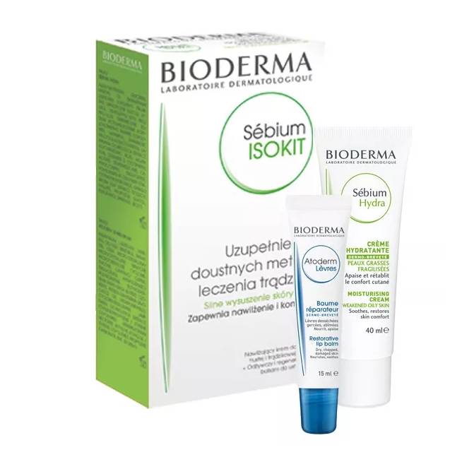 Bioderma Sebium Isokit kremas 40ml Lūpų balzamas 15ml