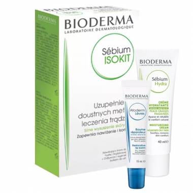 Bioderma Sebium Isokit kremas 40ml Lūpų balzamas 15ml