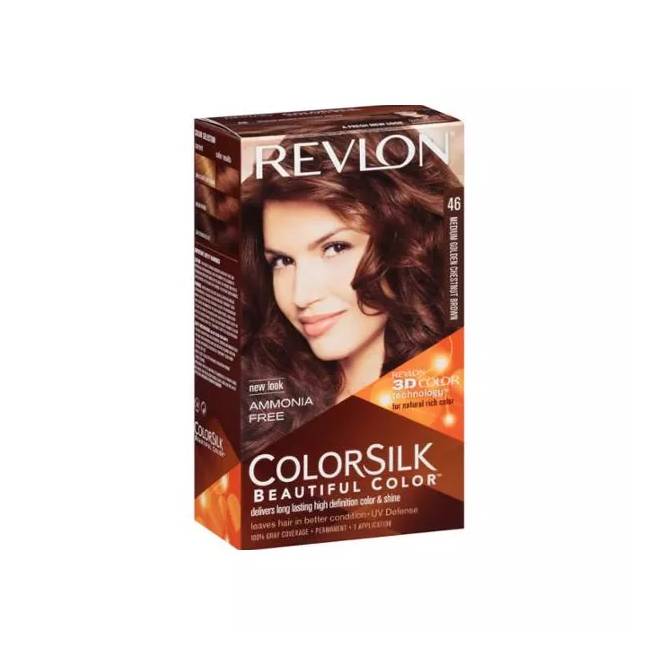 "Revlon Colorsilk" be amoniako 46 Vidutinio aukso kaštono rudos spalvos 