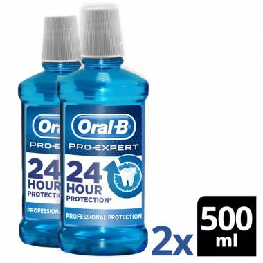 "Oral-B Pro-Expert" burnos skalavimo skysčio "Professional Protection" 500 ml rinkinys 2 vnt