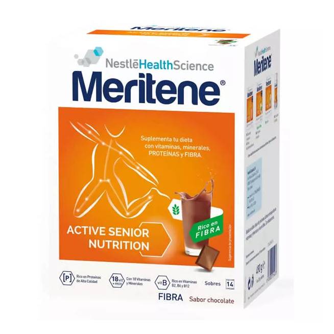 Meritene Active Senior Nutrition Batido Sabor Chocolate Rico En Fibra 14 Sobres