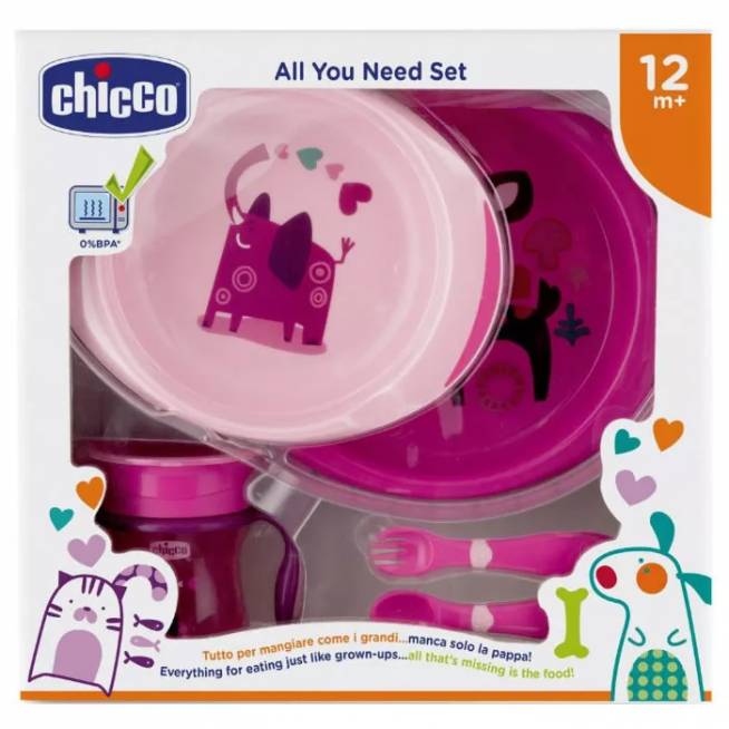 Chicco All You Need 12m+ rausvas 5 dalių rinkinys 