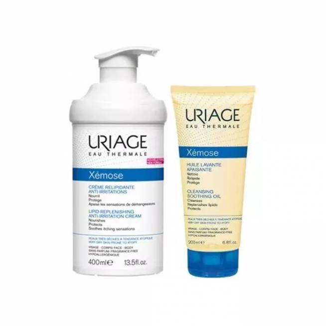 "Uriage Xémose Lipo Replenishing Anti Irritation Cream" 500ml rinkinys 2 vnt