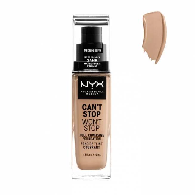 Nyx Can´t Stop Won´t Stop pilnai dengiantis makiažo pagrindas Medium Olive 30ml