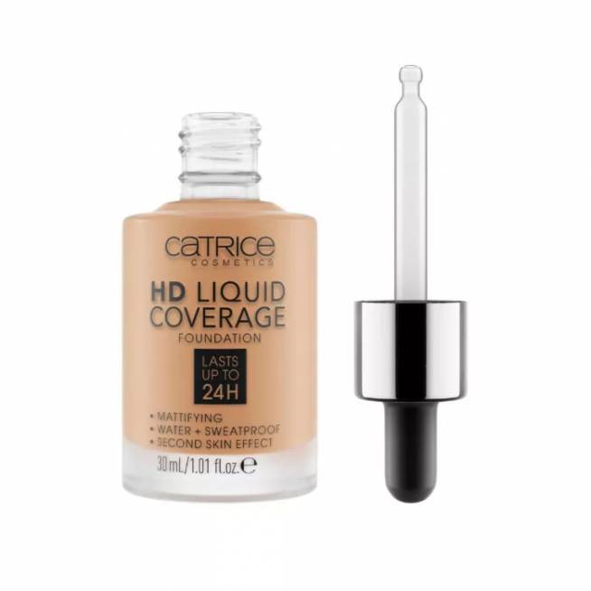 "Catrice Hd Liquid Coverage Foundation" makiažo pagrindas, išliekantis iki 24 val. 046 Camel Beige 30ml