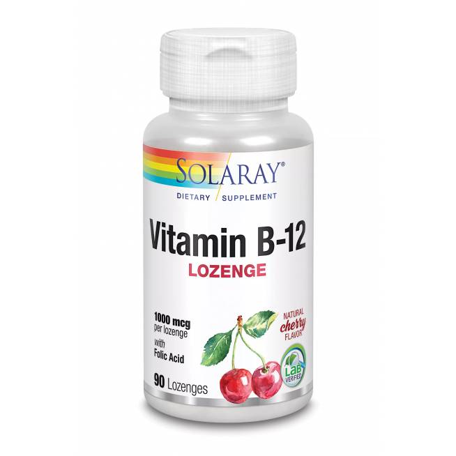 "Solaray" vitaminas B12 Folio rūgštis 1000 Mcg 90 Comp