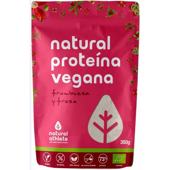 Natural Athlete braškių ir aviečių veganiškas baltymas Bio 350g