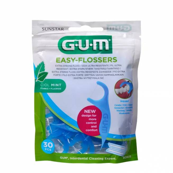 Sunstar Easy Flossers Cool Mint Vit-E Fluor 30 vienetų