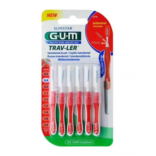 "Sunstar Gum Trav-Ler" tarpdančių šepetėlis Iso1 1314 0,8 mm 6 vnt