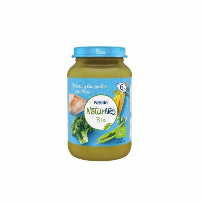 Nestle Nestlé Nestlé Naturnes Bio Tarrito Brokoliai, Guisantes y Pavo 6m 190g