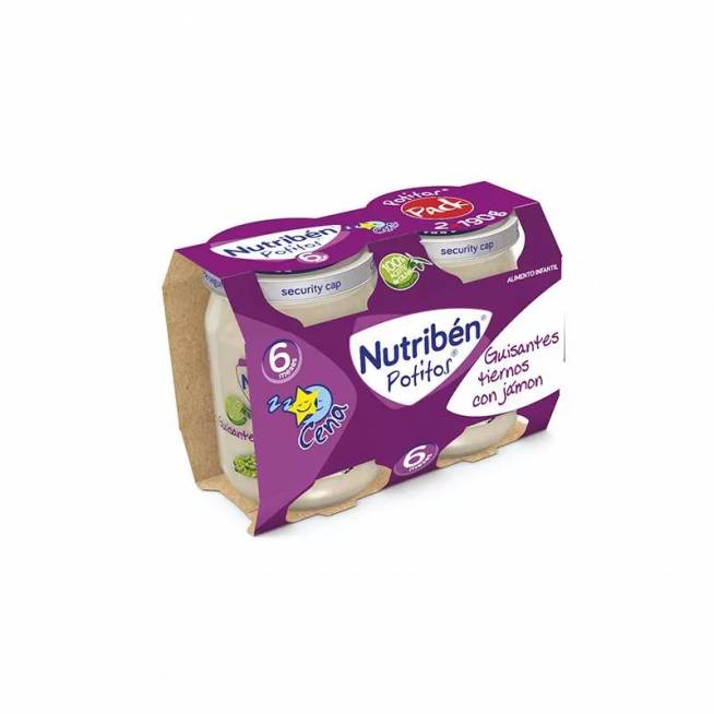 Nutriben Nutribén Nutribén Nutribén Potito Dinner Bipack Kūdikių žirneliai su kumpiu 2x 190g