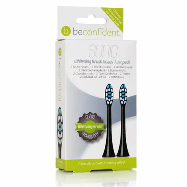 "Beconfident Sonic Whitening Brush Heads Black" 2 vienetai