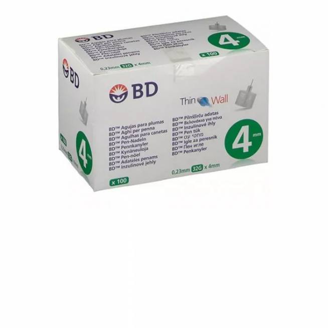 Bd insulino rašiklis 4MM 100 vienetų