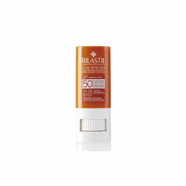 "Rilastil Sun System" skaidrus lipdukas jautrioms sritims Spf50+ 8,5ml