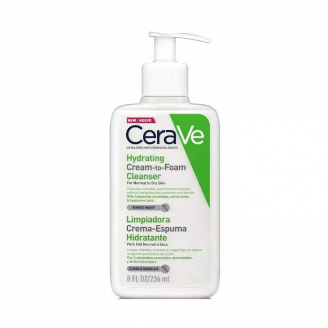 "CeraVe" drėkinamasis kreminis-peninis valiklis normaliai ir sausai odai 236ml