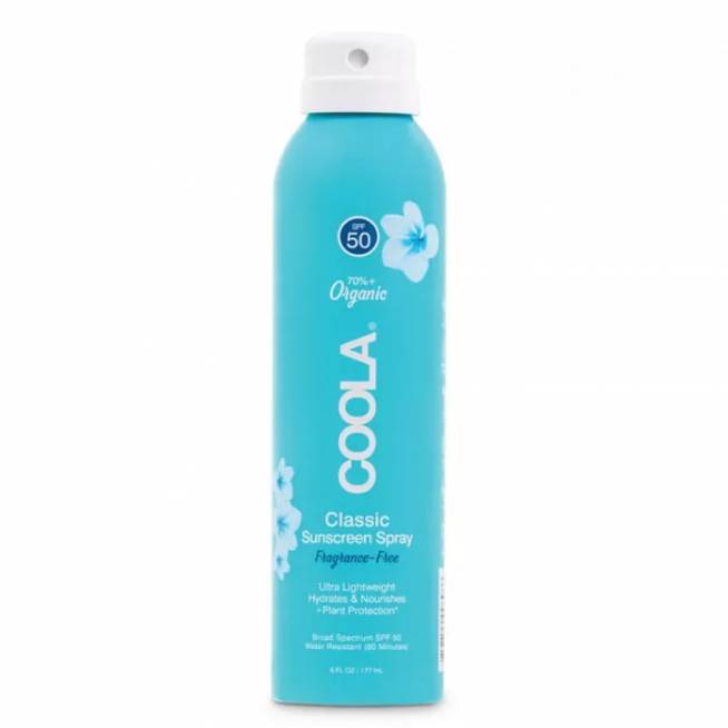 "Coola Classic Body" organinis apsauginis purškiklis nuo saulės Spf50 be kvapiklių 177ml